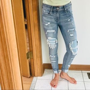 Express | Mid Rise Jean Legging | Ripped Jeans